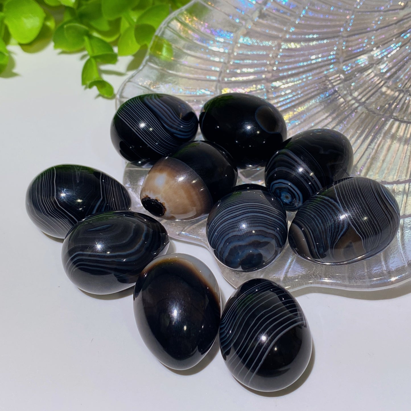 30mm Black Banded Agate Egg Crystal Healing Bulk Wholesale