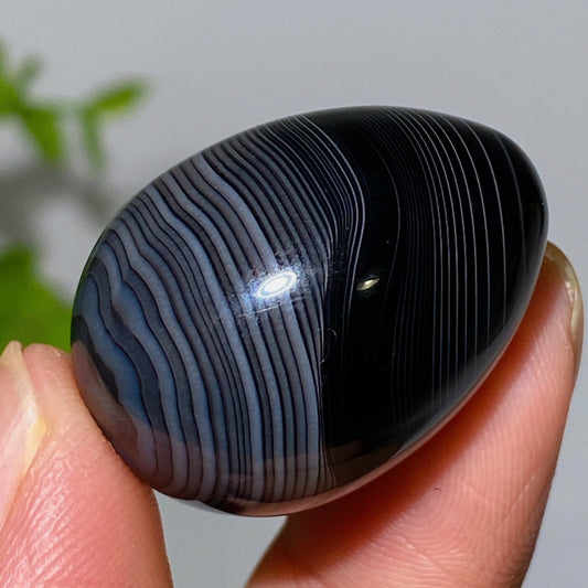 30mm Black Banded Agate Egg Crystal Healing Bulk Wholesale