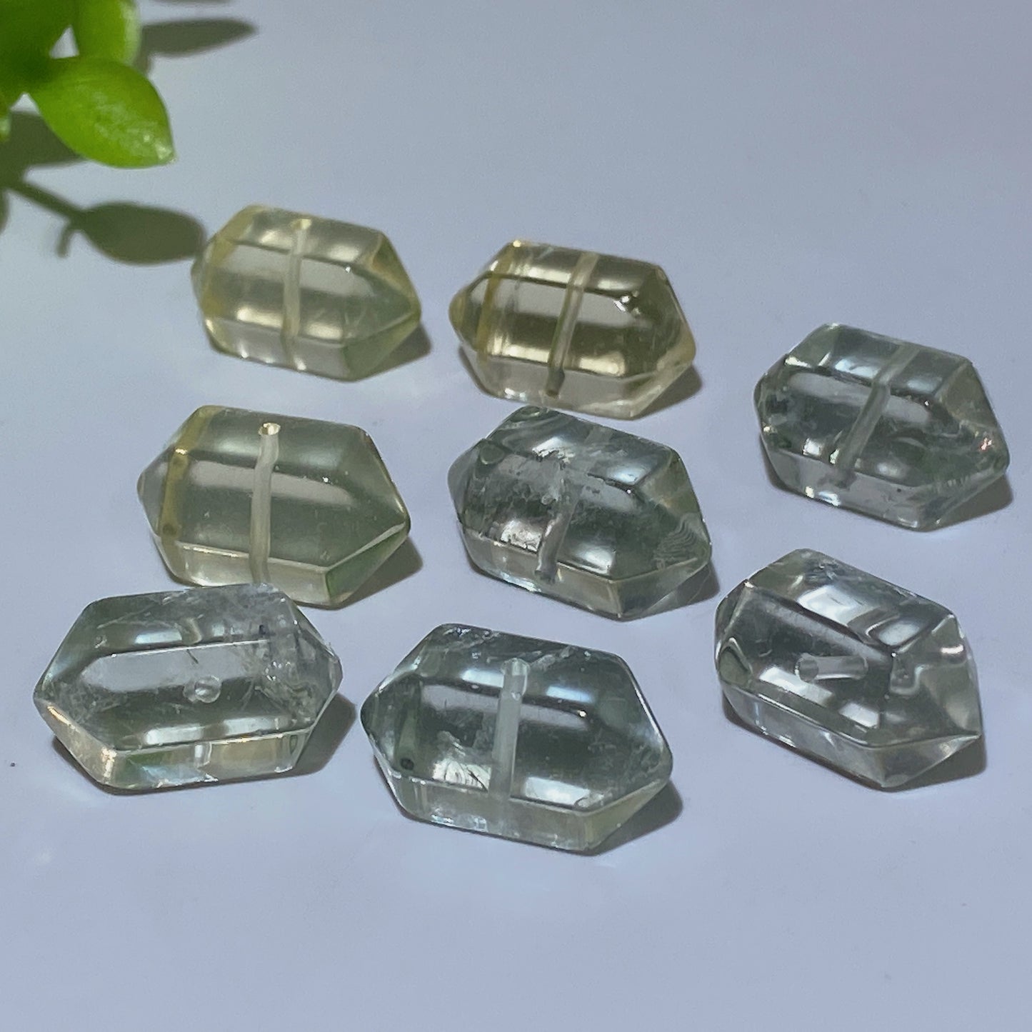 18mm Drilled Citirne Green Quartz DT Point Pendant Bulk Wholesale