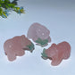 1.5" Rose Quartz Bear with Aventurine Fish Carving Crystal Healing Bulk Wholesale
