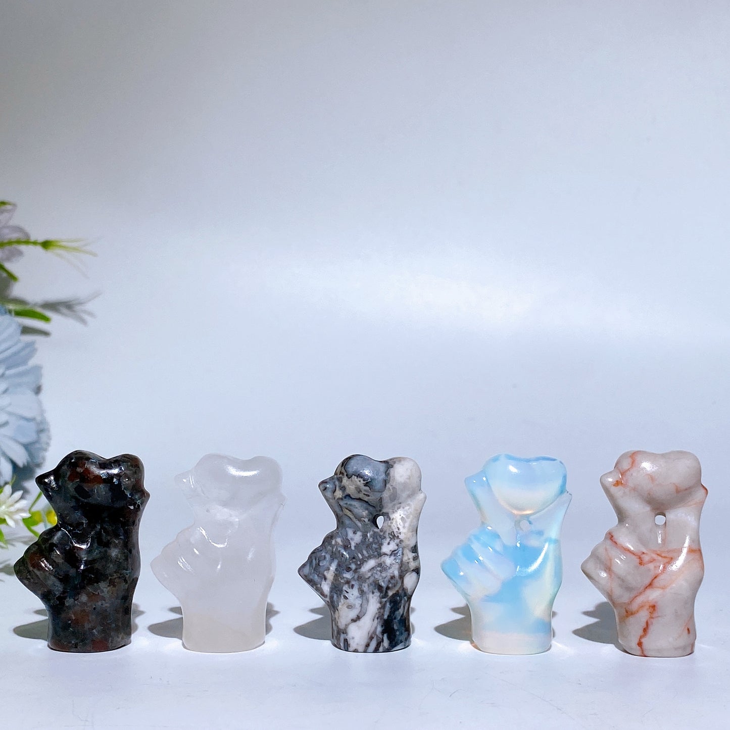 1.7" Crystal Finger Heart Carving Crystal Healing Bulk Wholesale