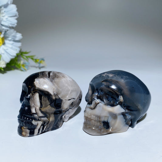 2.4"-3.5" Volcanic Agate UV Reactive Skull Carving Crystal Healing Bulk Wholesale