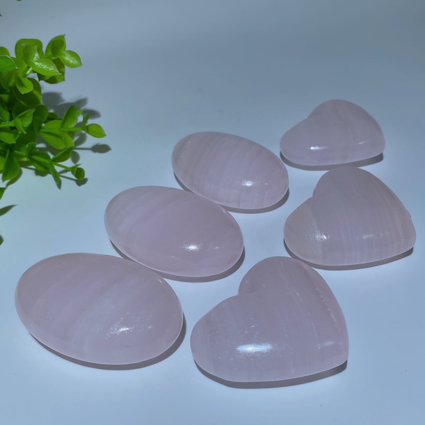 2.2"-2.4" UV Reactive Pink Calcite Heart Moon Palm Crystal Healing Bulk Wholesale