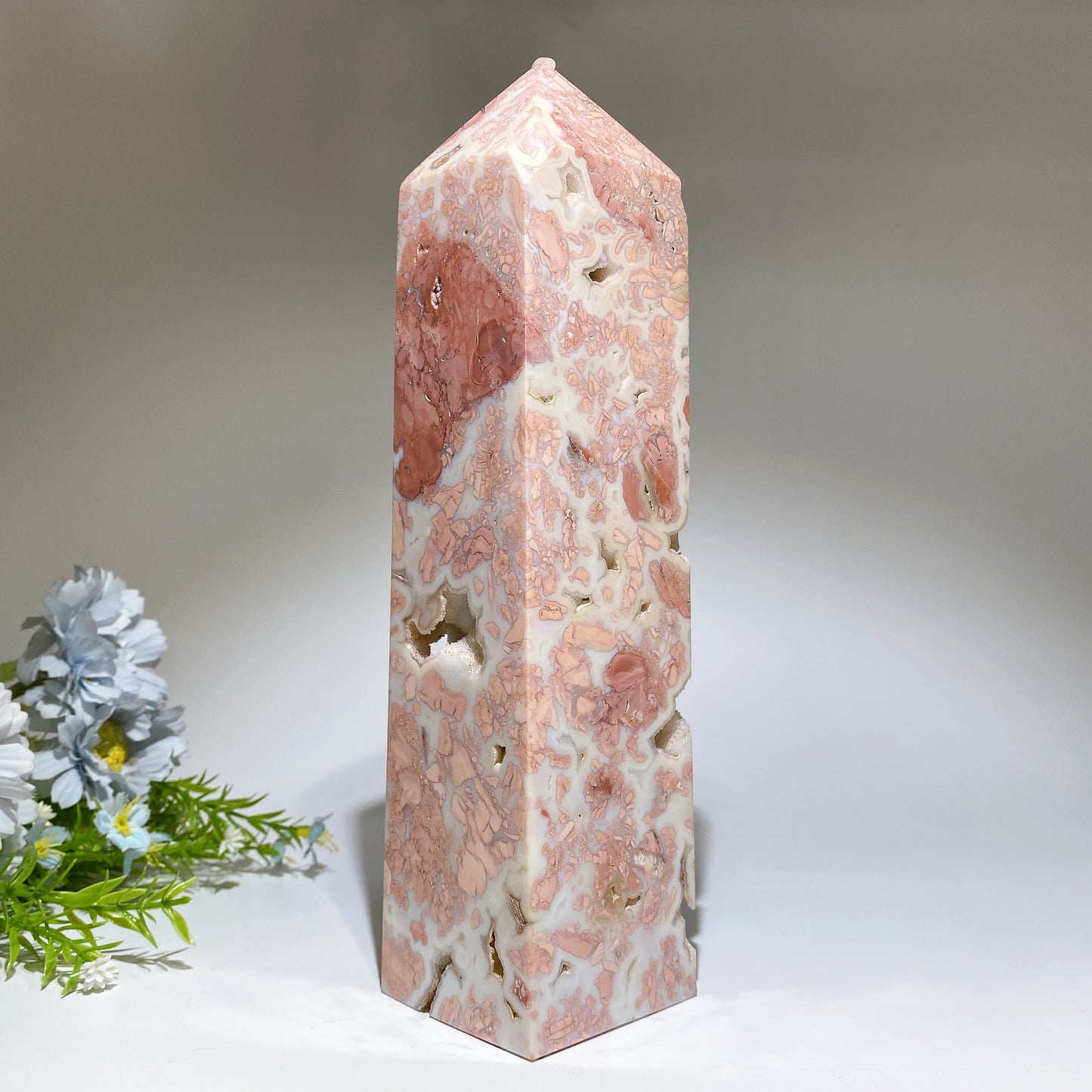 27cm Unique Druzy Cotton Candy Agate Tower Crystal Healing Bulk Wholesale