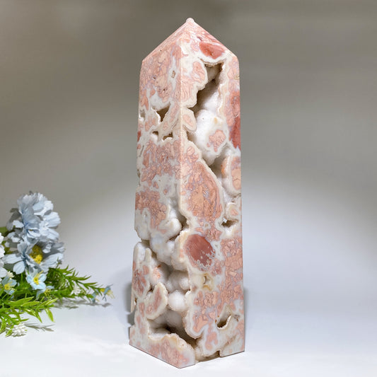 27cm Unique Druzy Cotton Candy Agate Tower Crystal Healing Bulk Wholesale