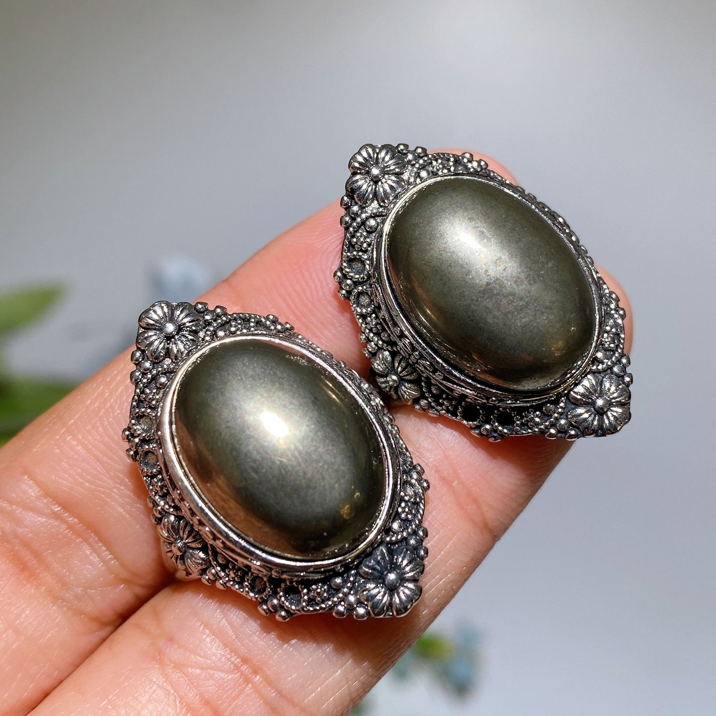 Copper Silver Plated Pyrite Ring Crystal Healing Bulk Wholesale