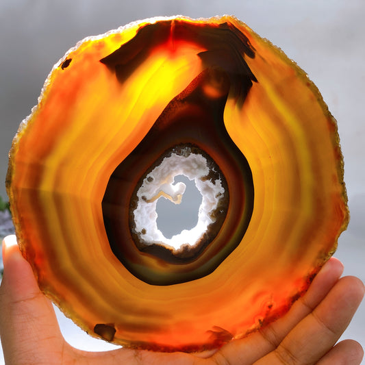 15cm Banded Druzy Agate Slab Carving with Stand Crystal Healing Bulk Wholesale