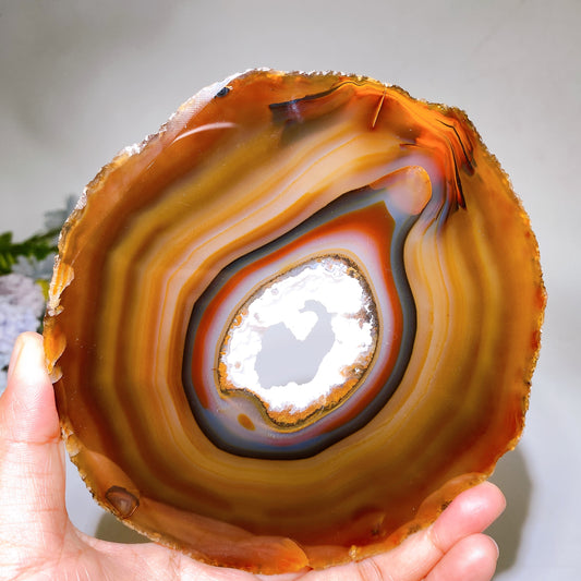 15cm Banded Druzy Agate Slab Carving with Stand Crystal Healing Bulk Wholesale