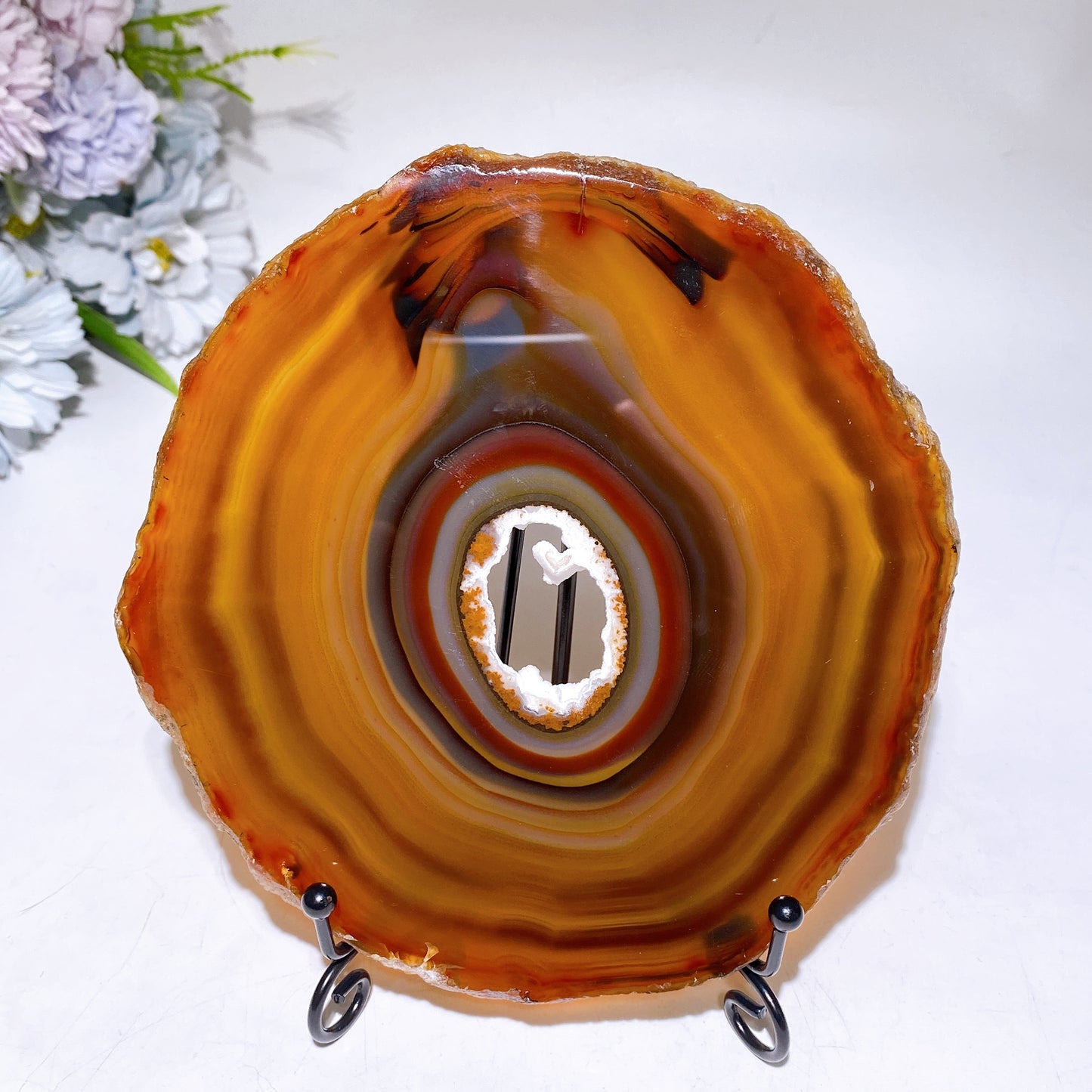 15cm Banded Druzy Agate Slab Carving with Stand Crystal Healing Bulk Wholesale