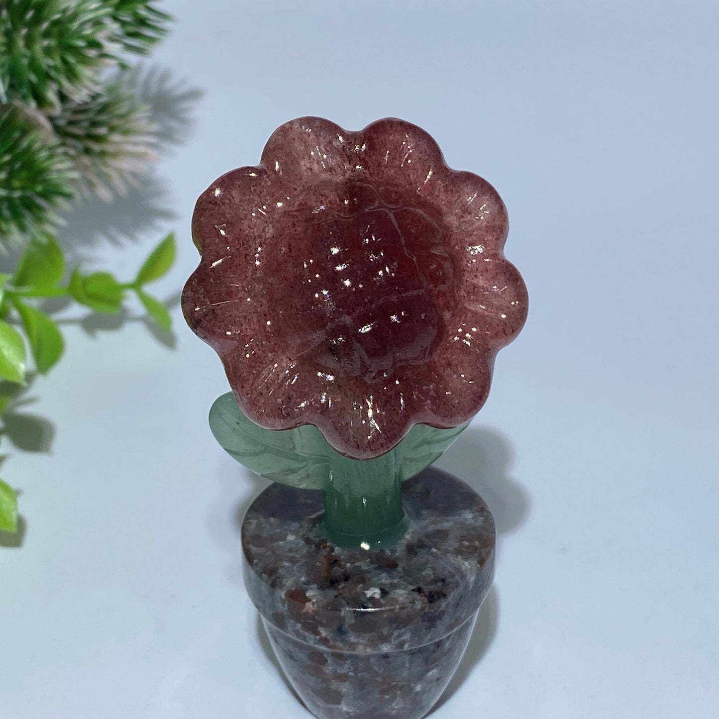 Mixed Crystal Sun Flower with Yooperlite Pot Bonsai Carvings Bulk Wholesale