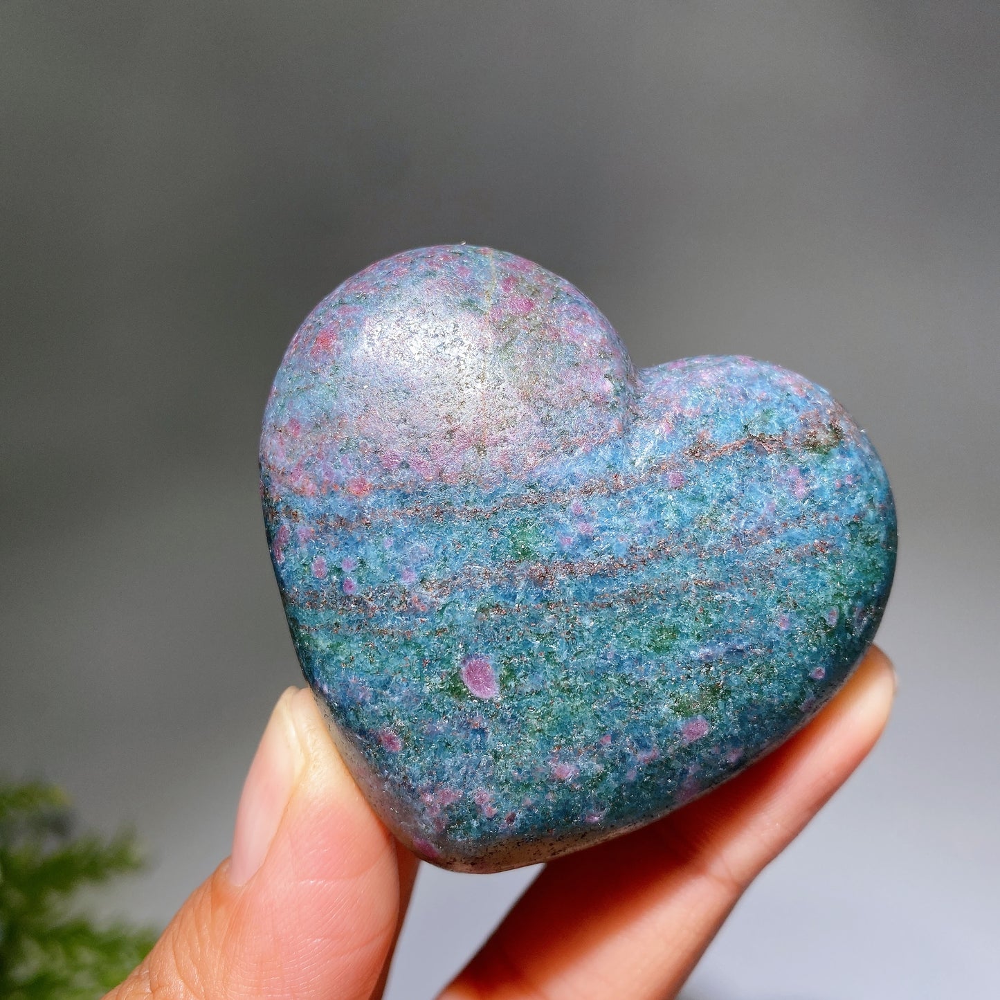 2.2" Ruby In Kyanite Heart Carving Crystal Healing Bulk Wholesale
