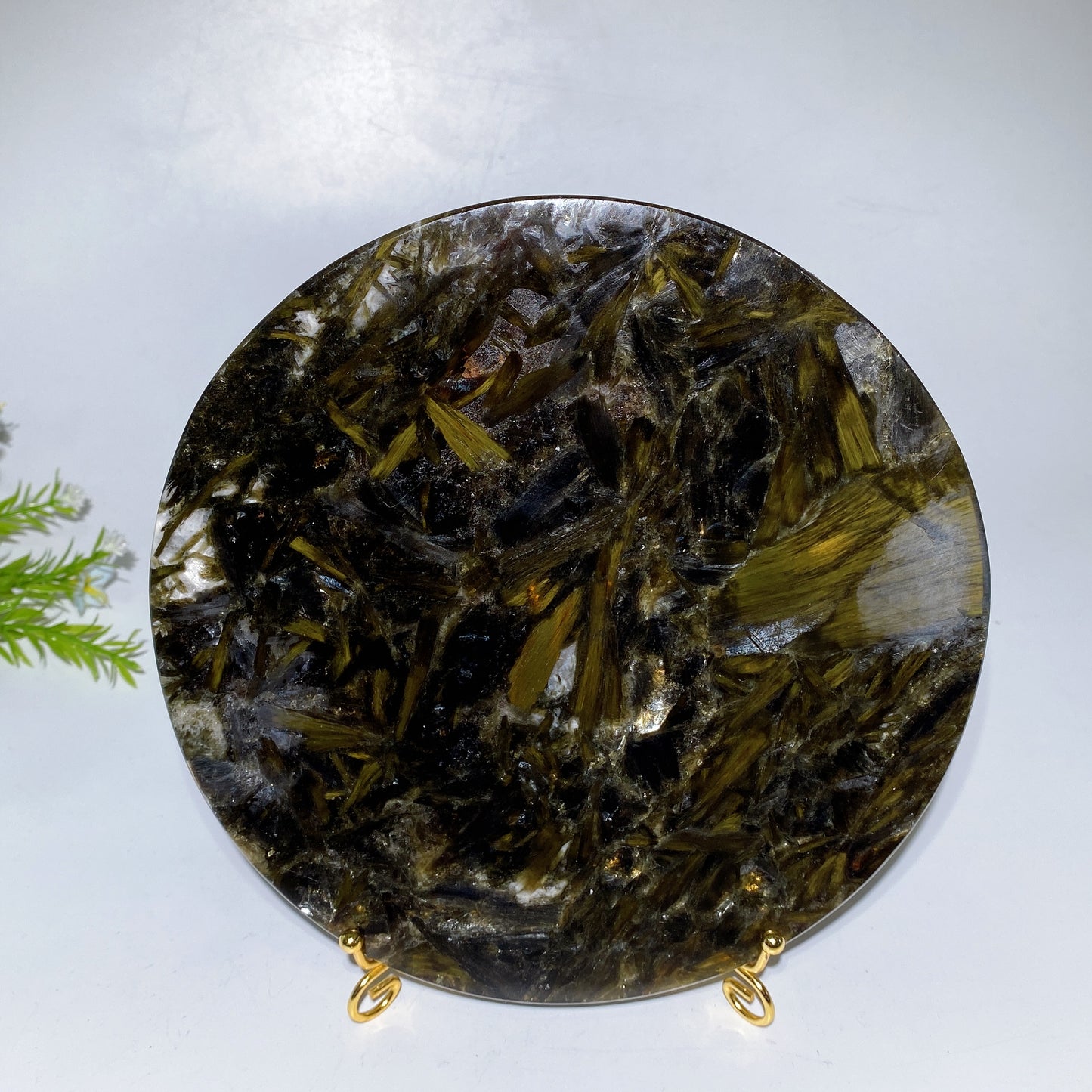 16.5cm-20cm Green Mica Round Slab with Stand Bulk Wholesale