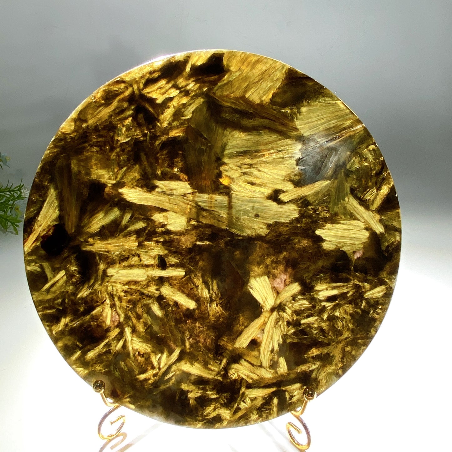 16.5cm-20cm Green Mica Round Slab with Stand Bulk Wholesale