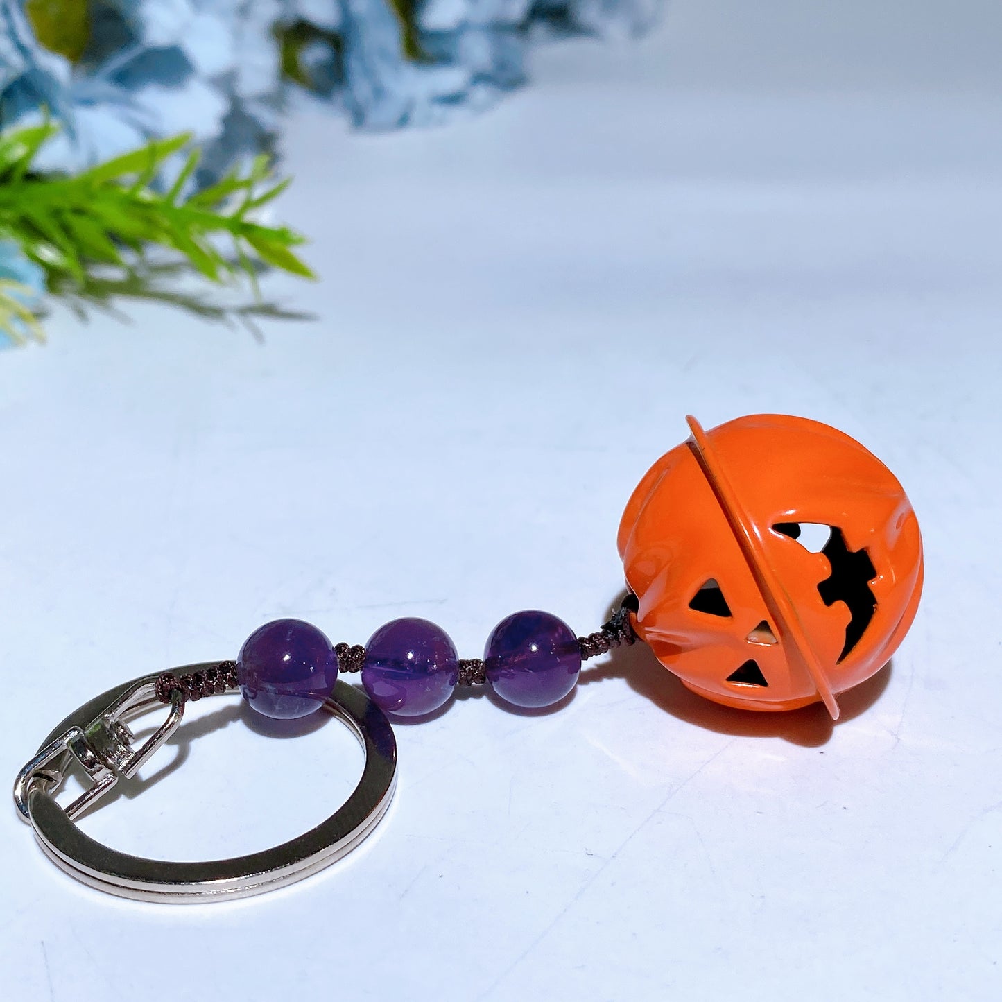 Crystal with Pumpkin Bell Key Chain for Halloween Crystal Healing Bulk Wholesale