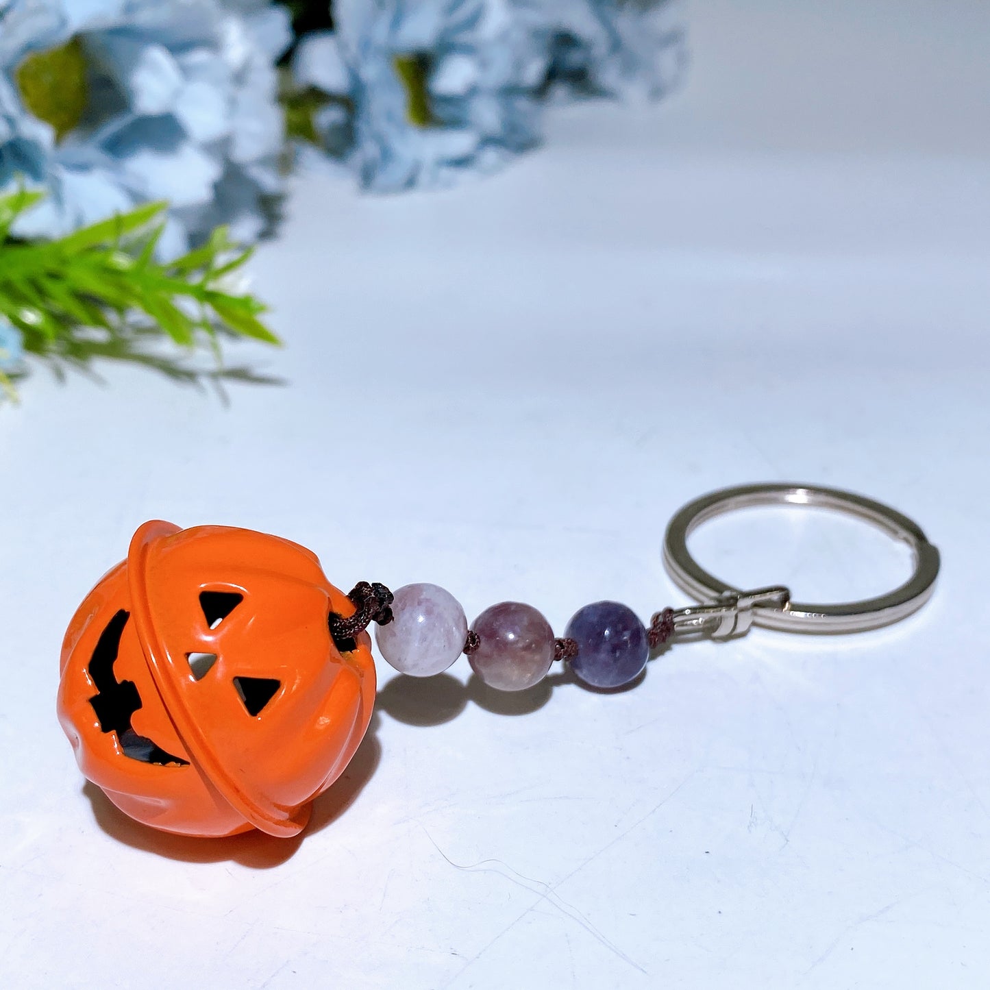 Crystal with Pumpkin Bell Key Chain for Halloween Crystal Healing Bulk Wholesale