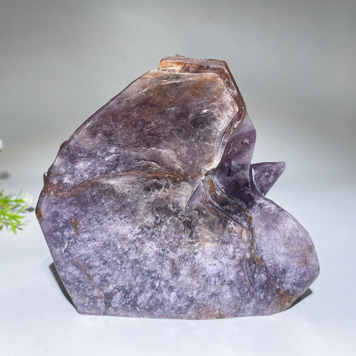 14cm Unique Purple Mica Nine-tails Fox Carving Crystal Healing Bulk Wholesale