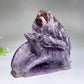 14cm Unique Purple Mica Nine-tails Fox Carving Crystal Healing Bulk Wholesale