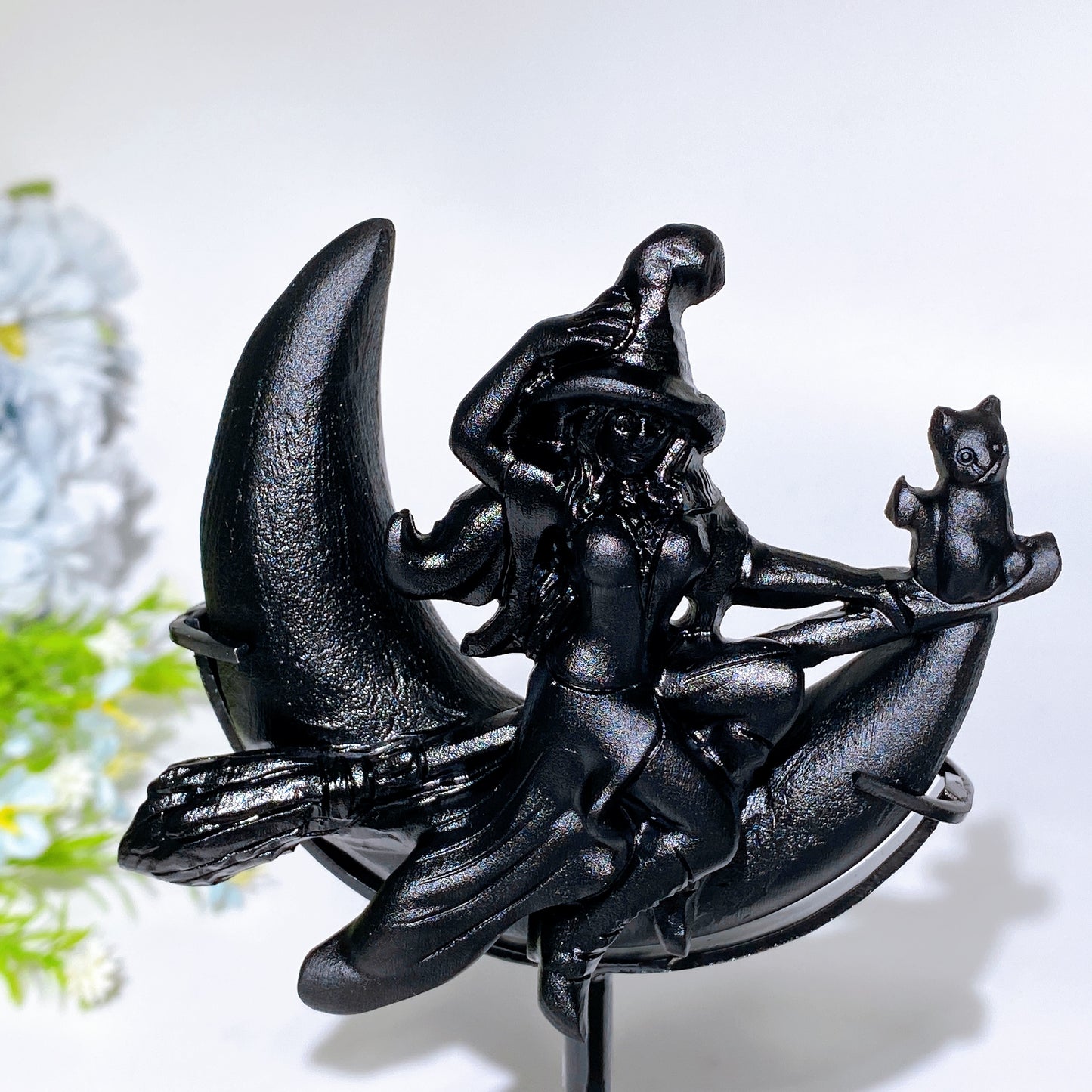 Crystal Witch Moon Carving with Stand Crystal Healing Bulk Wholesale