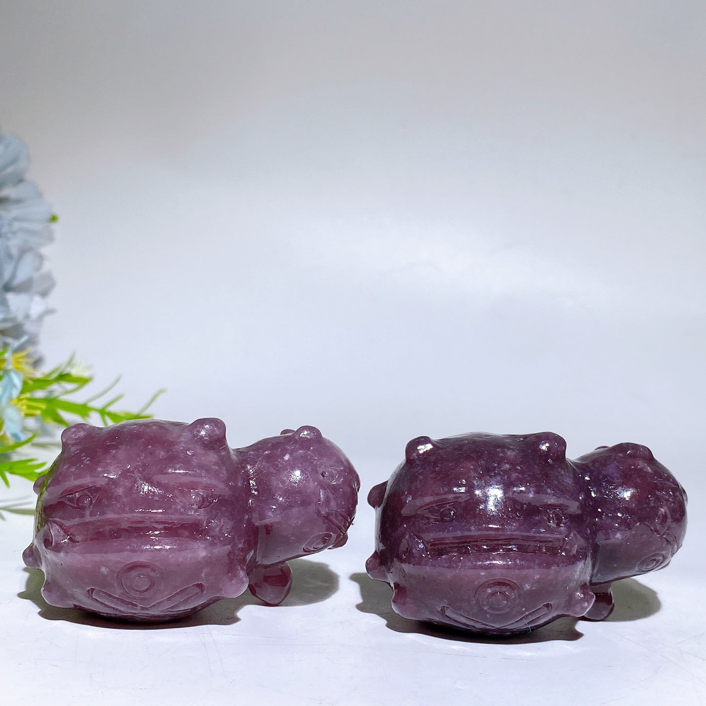 2.4" Purple Mica Pokemon Weezing Carving Crystal Healing Bulk Wholesale
