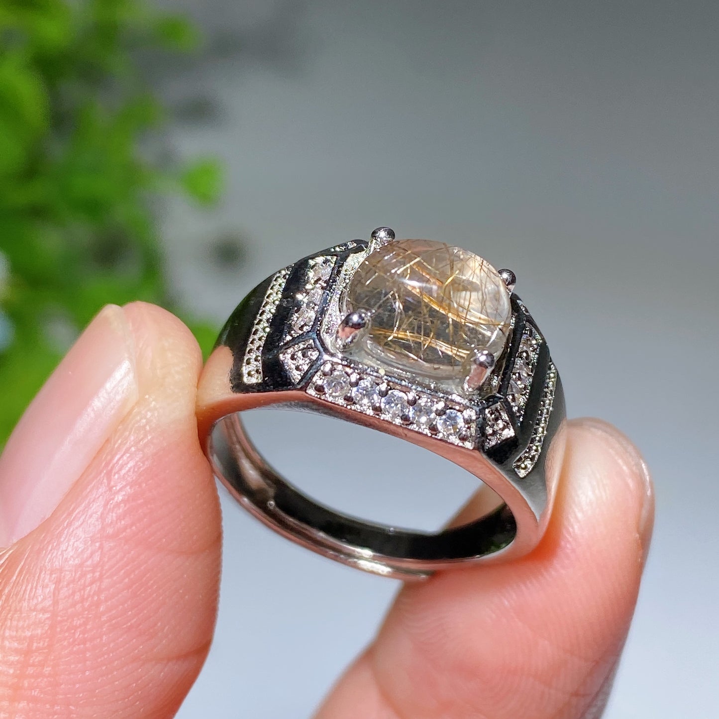 White Cooper Crystal Men Ring Crystal Healing Bulk Wholesale