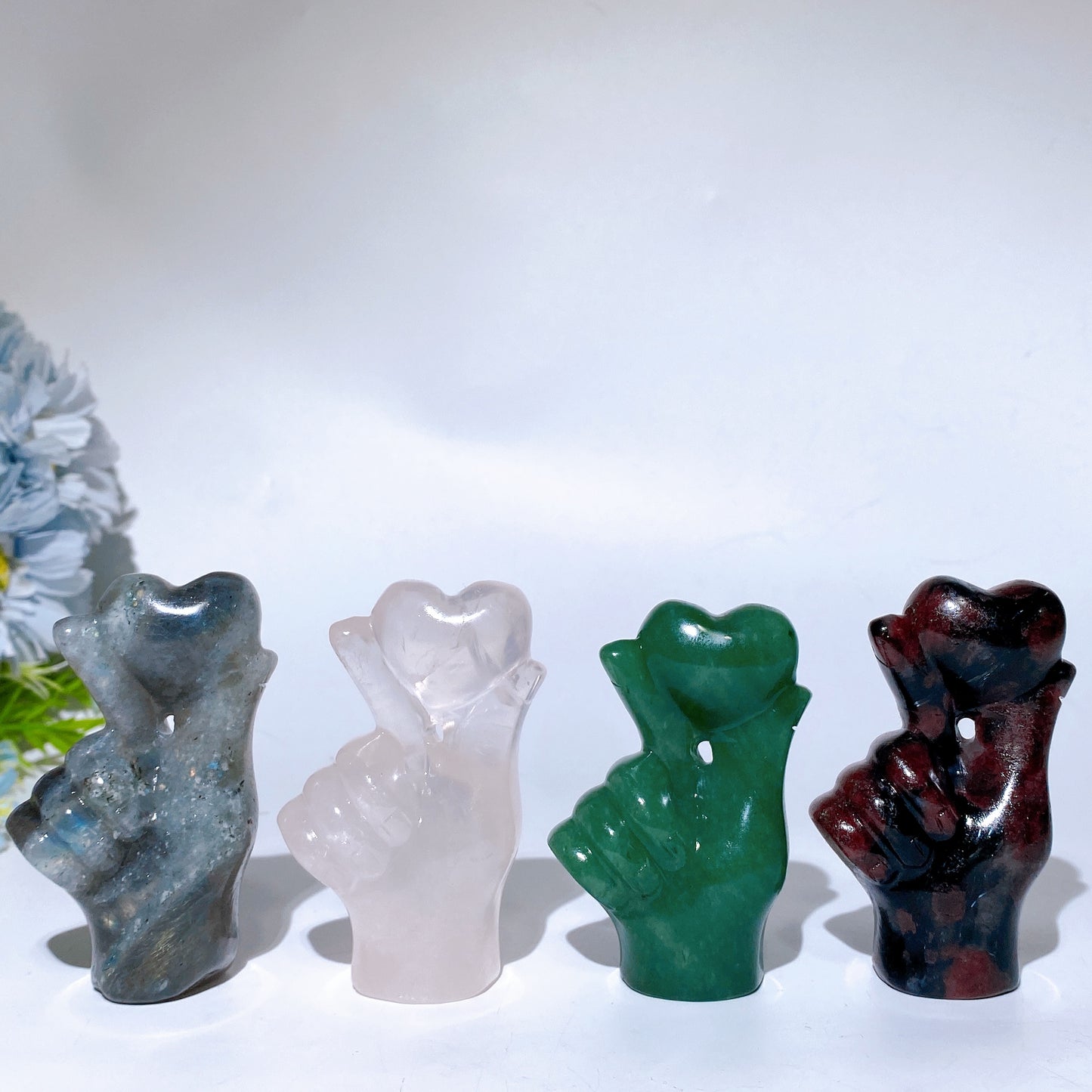 3.1" Crystal Finger Heart Carving Crystal Healing Bulk Wholesale