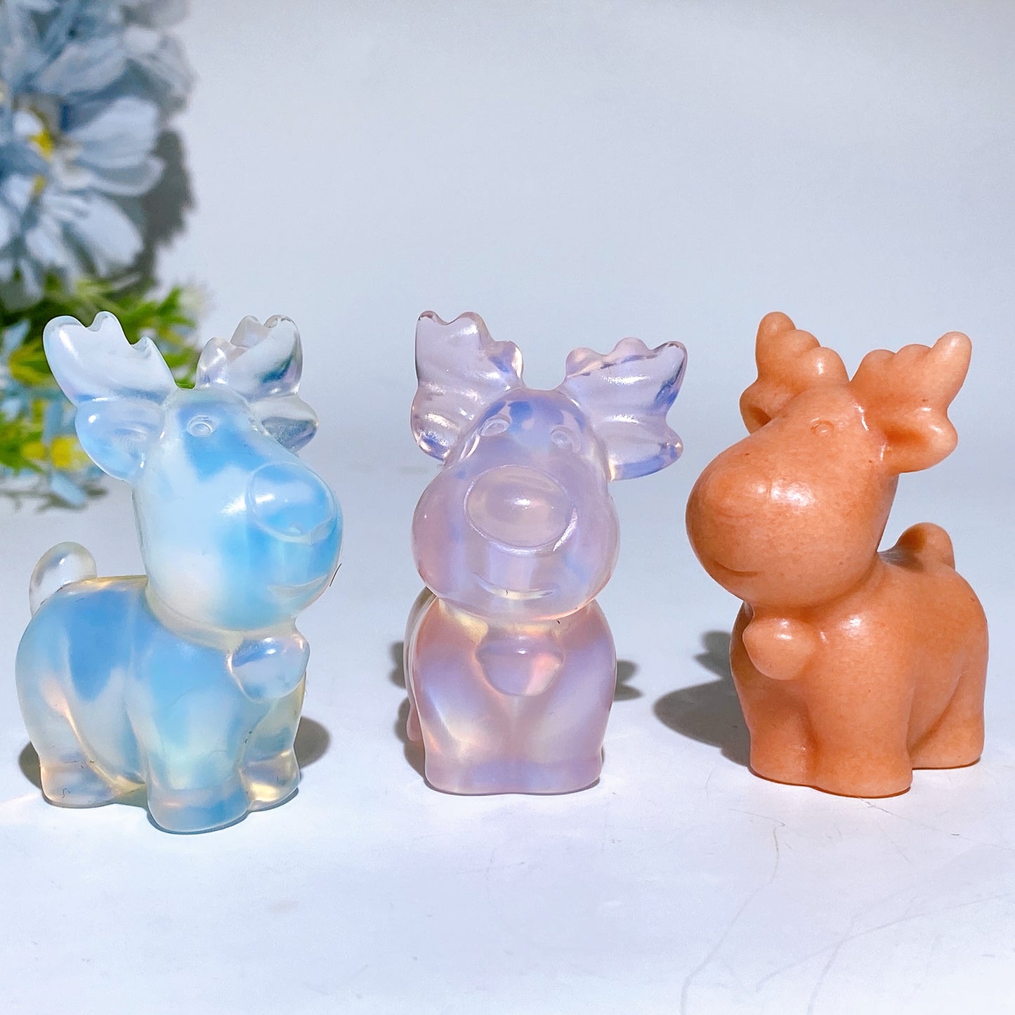 2.1" Crystal Reindeer Carving Crystal Healing Bulk Wholesale