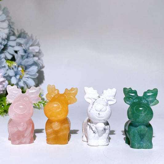 2.1" Crystal Reindeer Carving Crystal Healing Bulk Wholesale