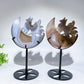 Crystal Nine-tails Fox on Moon Carving with Stand Crystal Healing Bulk Wholesale