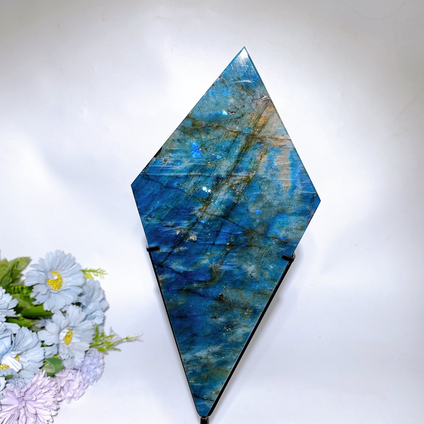 26cm Large Unique Labradorite Rhombus Carving with Stand Crystal Healing Bulk Wholesale