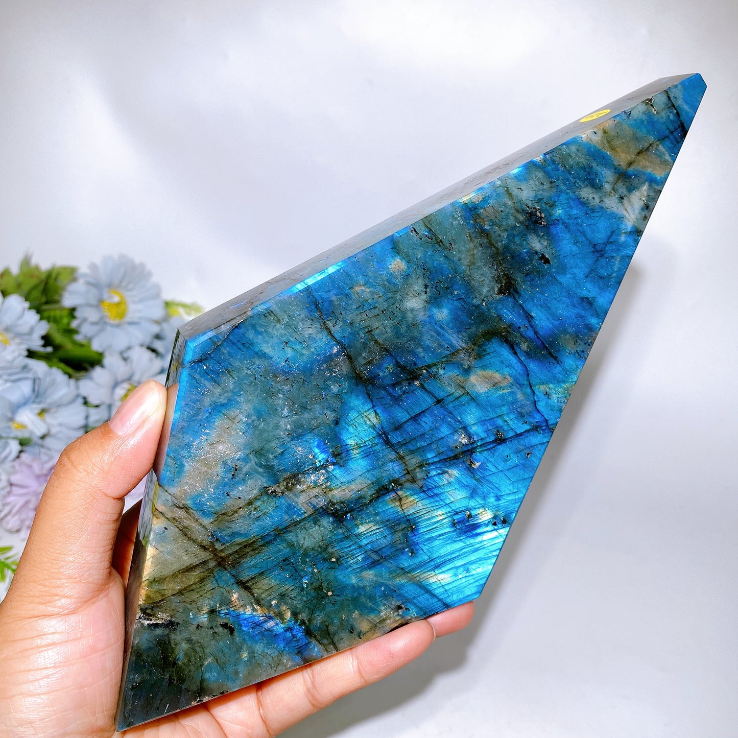 26cm Large Unique Labradorite Rhombus Carving with Stand Crystal Healing Bulk Wholesale