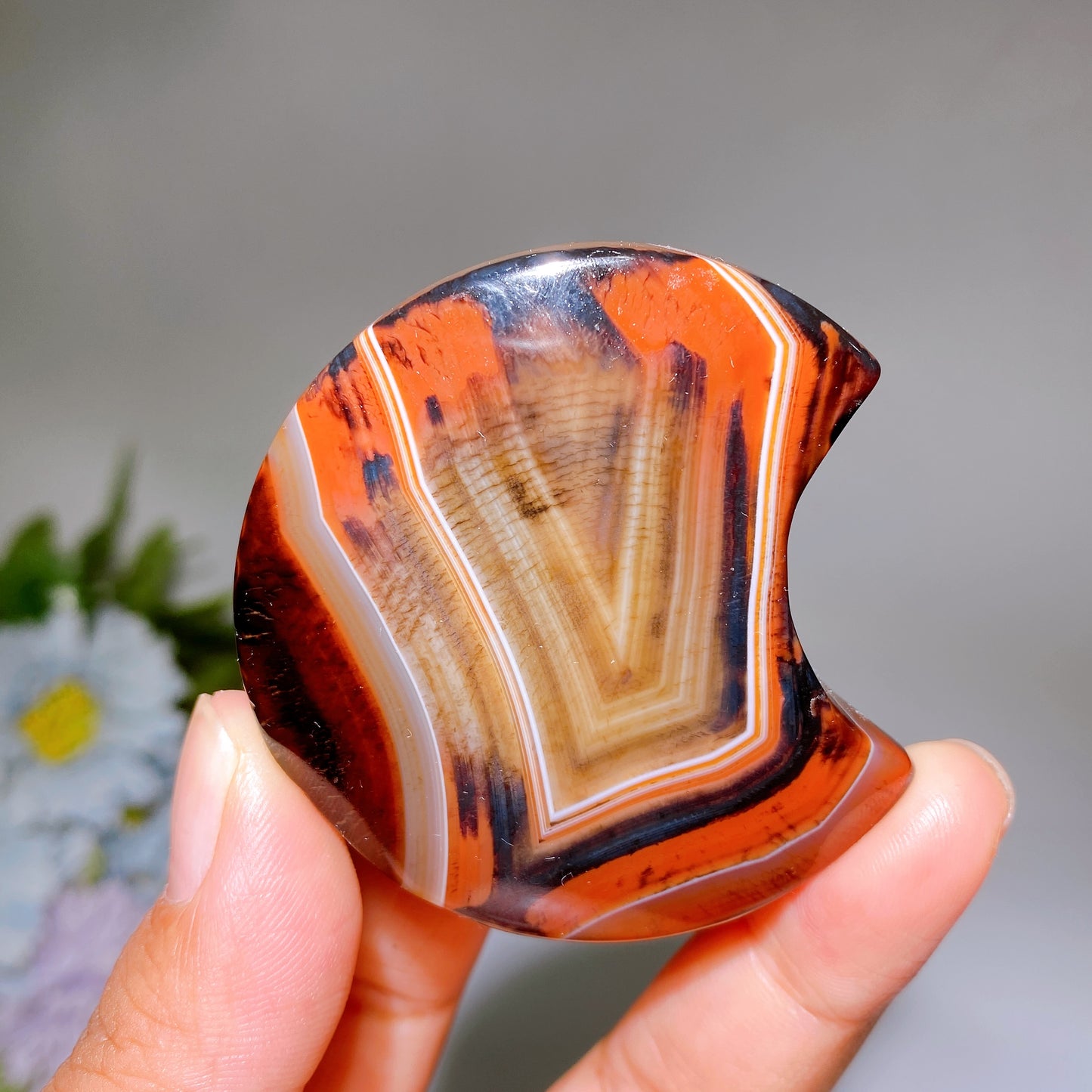 1.8"-2.3" Sardonyx Palm Heart Star Moon Carving Crystal Healing Bulk Wholesale