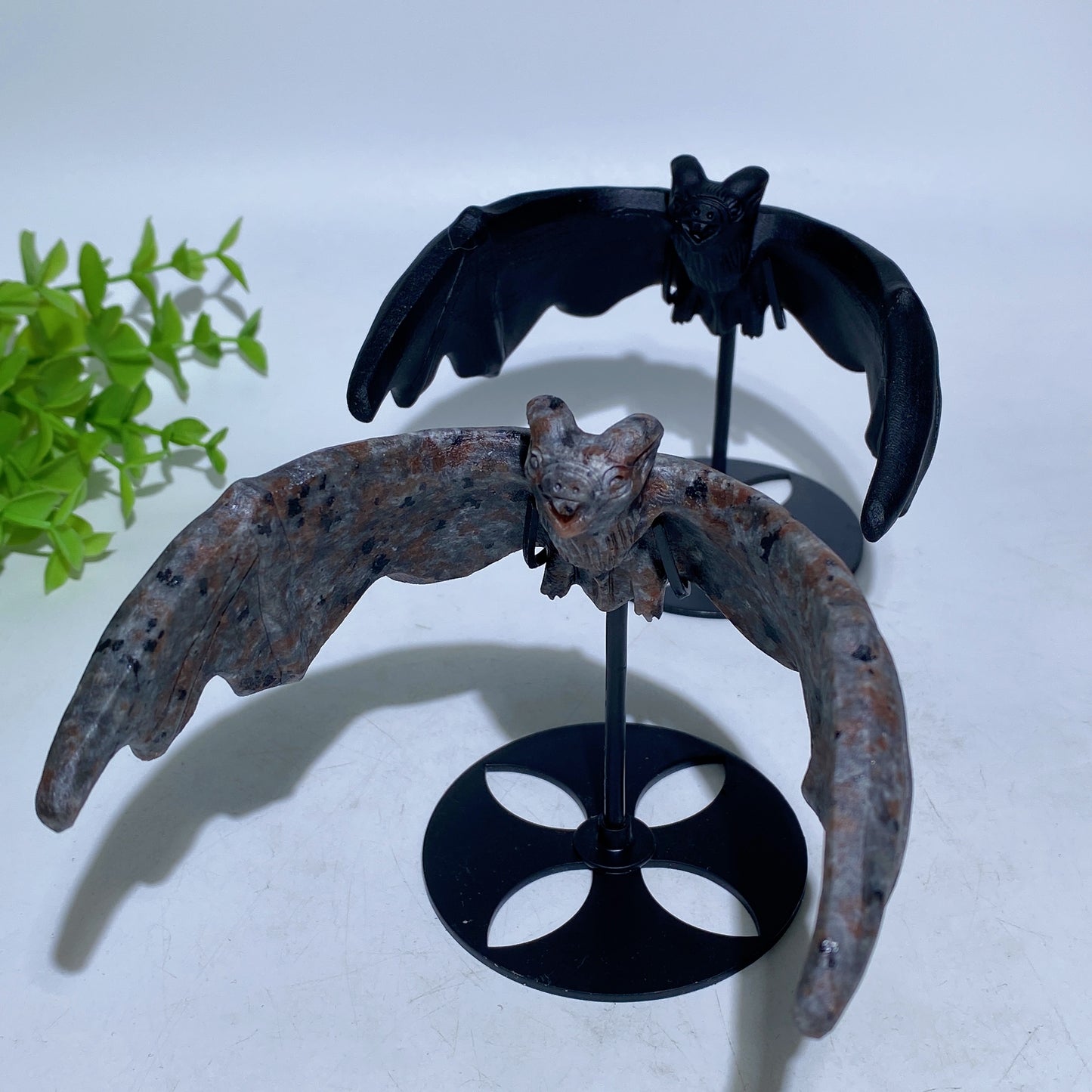Black Obsidian Yooperlite Flying Bat Carving with Stand Crystal Healing Bulk Wholeale