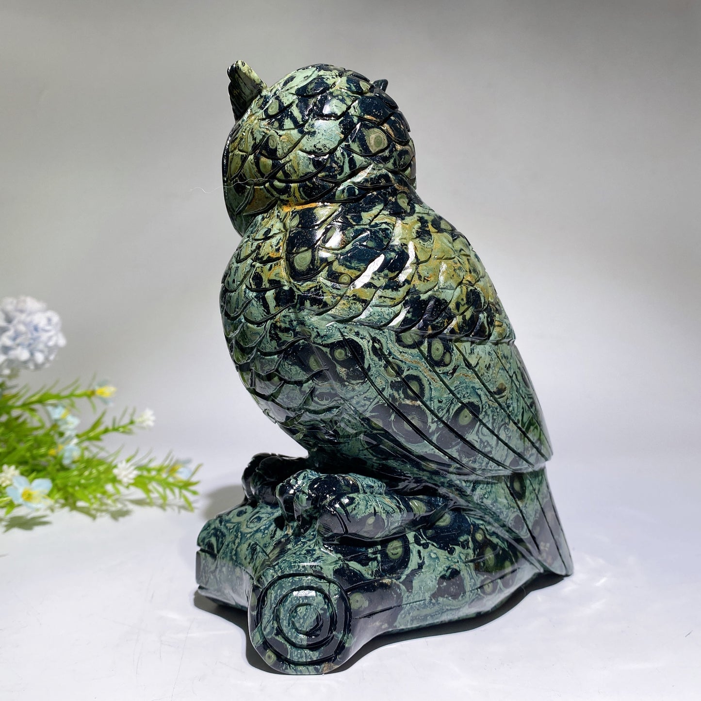 18cm Large Unique Kambaba Owl Carving Crystal Healing Bulk Wholesale
