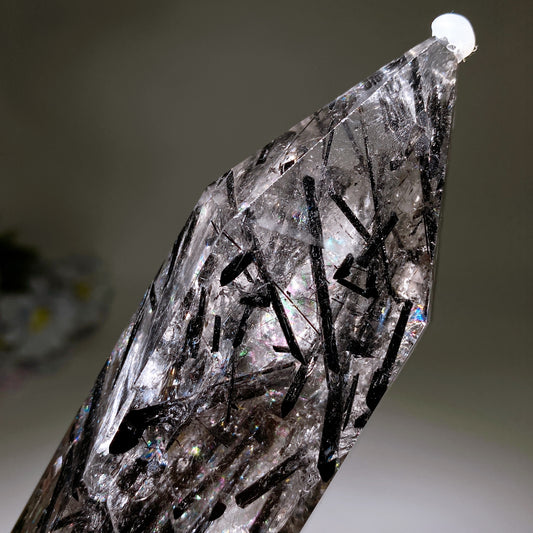 37cm Large Unique Black Tourmaline In Quartz Tower with Rainbow Crystal Healing Bulk Wholesale