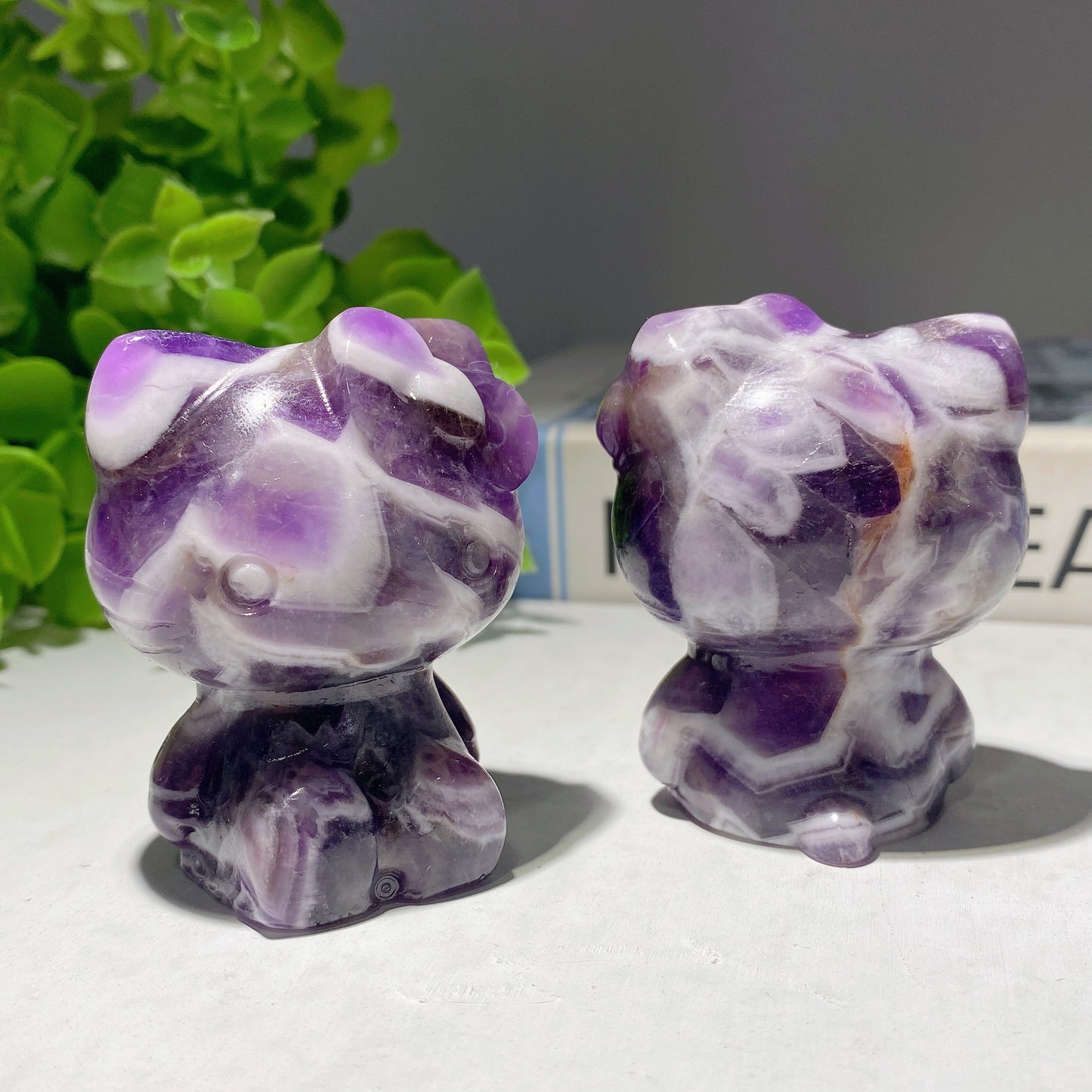 2.25" Dream Amethyst Hello Kitty Carvings Bulk Wholesale