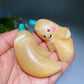 2.8" Orange Calcite Banana Carving with Painting Crystal Healing Bulk Wholesale
