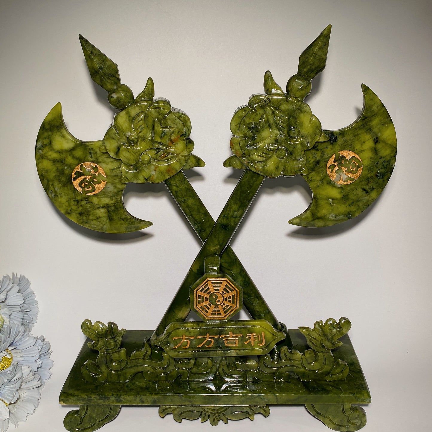 Large Serpentine Axe Carvings Set with Free Red Gift Box Crystal Healing Bulk Wholesale