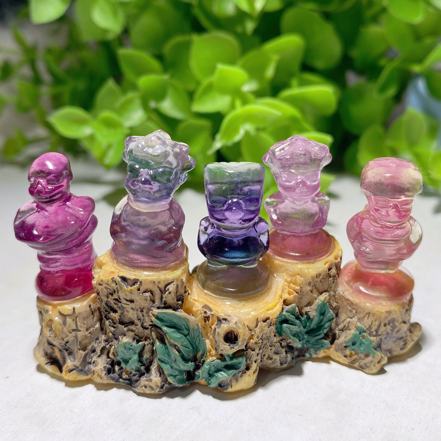 2.5" Mini Fluorite Carvings with Resin Base Free Form Crystal Healing Bulk Wholesale