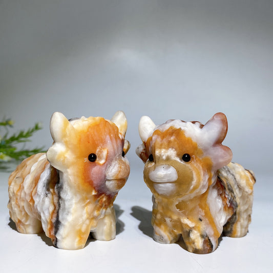 3.1" Banded Orange Calcite Cattle Carving Crystal Healing Bulk Wholesale