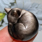 1.2" Silver Obsidian Sleeping Cat Carvings Crystal Healing Bulk Wholesale