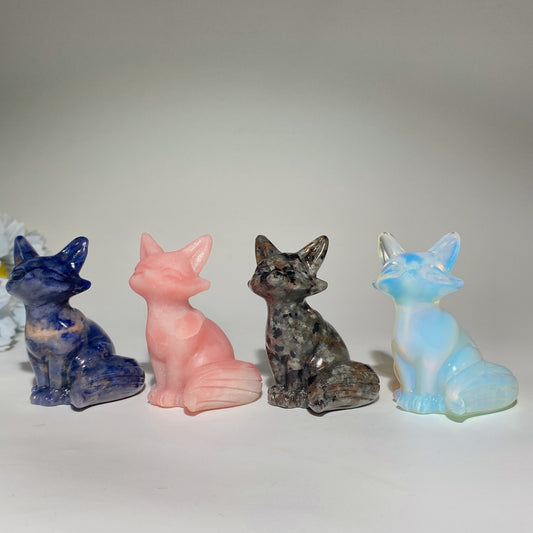 2.3" Mixed Crystal Fox Carvings Bulk Wholesale