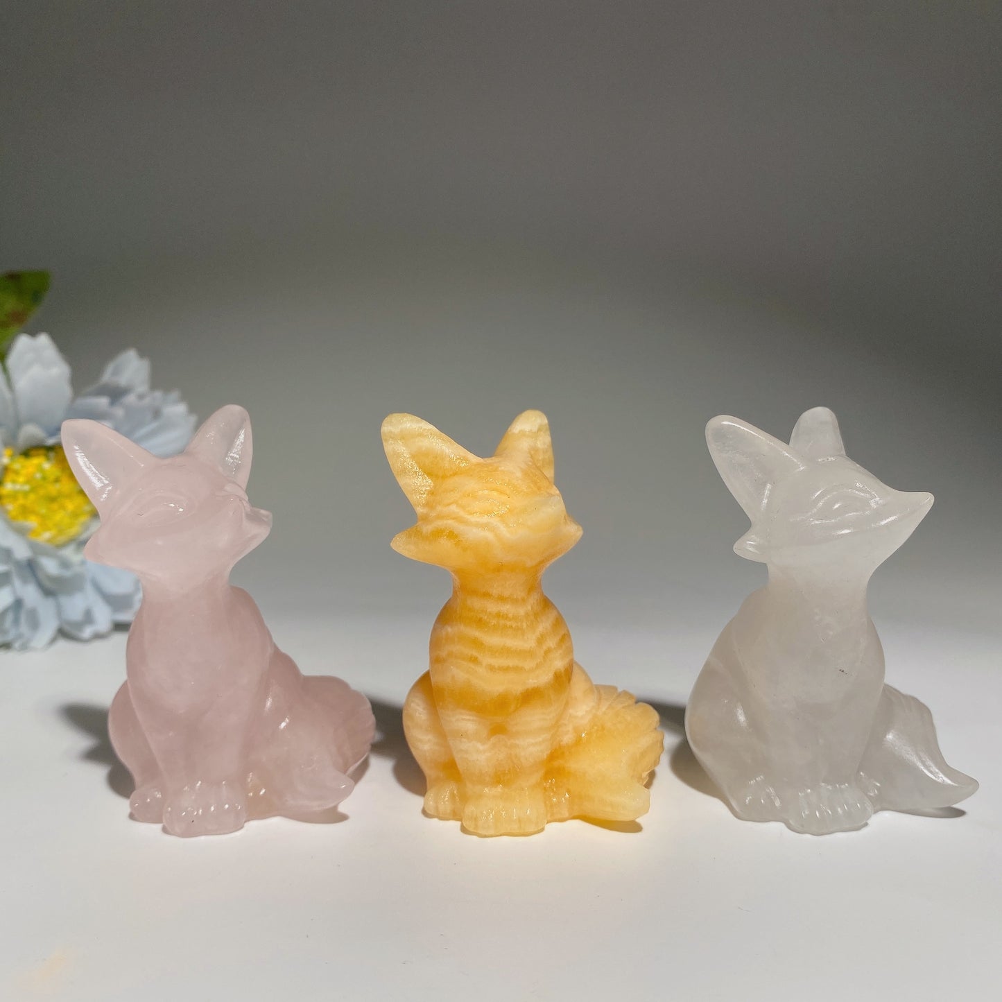 2.3" Mixed Crystal Fox Carvings Bulk Wholesale