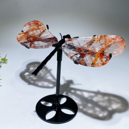 Fire Quartz Dragonfly Wings with Stand Crystal Healing Bulk Wholesale