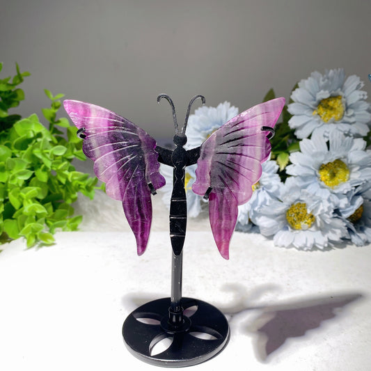 3.5" Mixed Crystal Butterfly Wings Carvings with Stand Bulk Wholesale