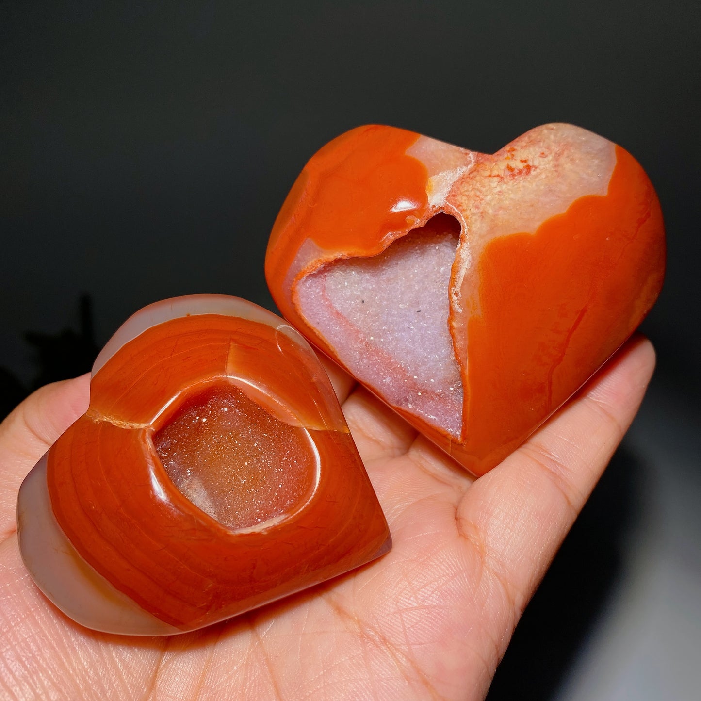 1.2"-3.0" Druzy Carnelian Heart Carvings Crystal Healing Bulk Wholesale