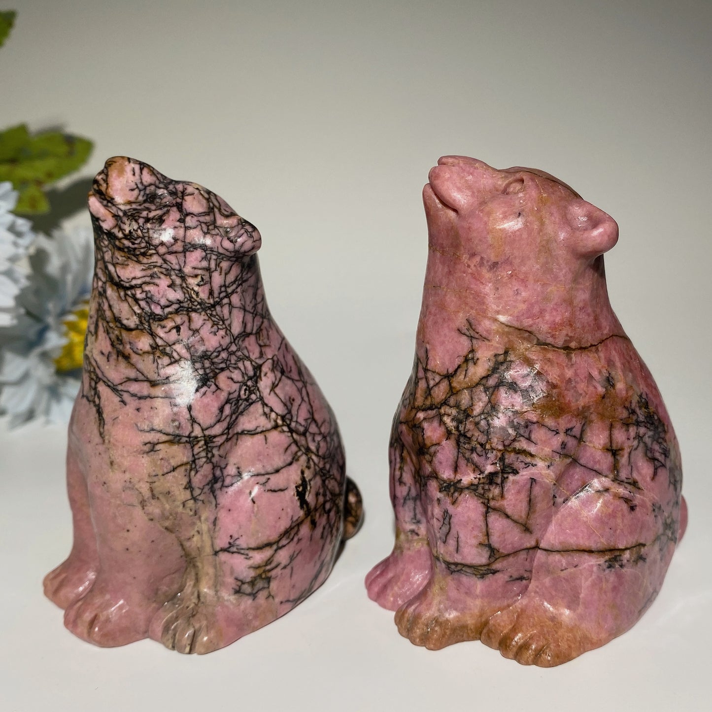 3.5" Rhodonite Bear Carvings Crystal Healing Bulk Wholesale