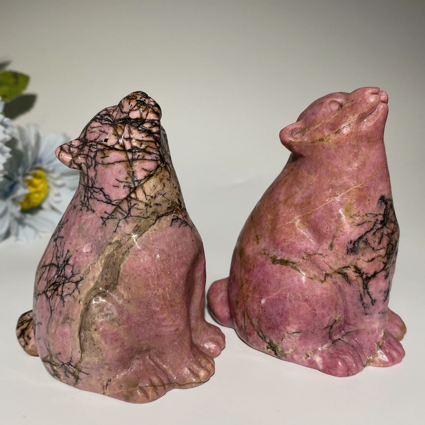 3.5" Rhodonite Bear Carvings Bulk Wholesale