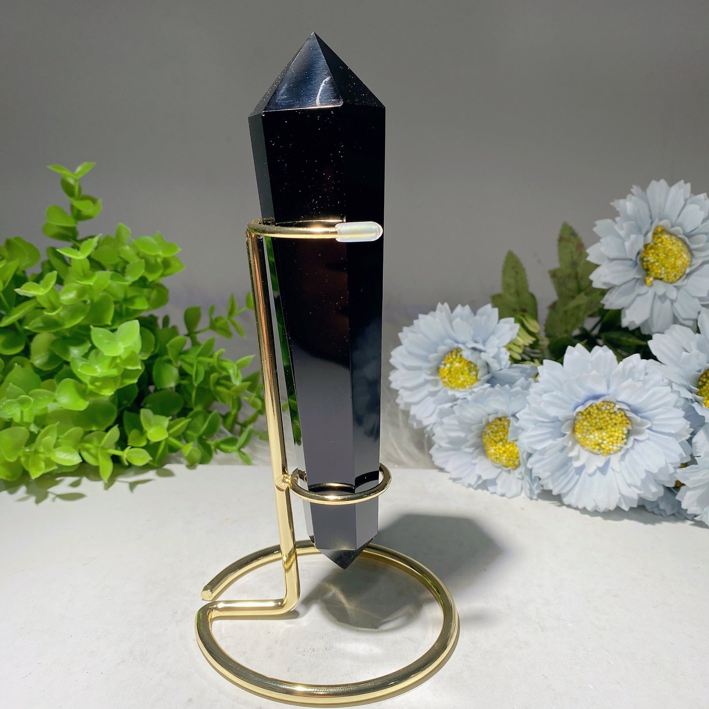 6.2" Black Obsidian DT Point with Stand Crystal Healing Bulk Wholesale