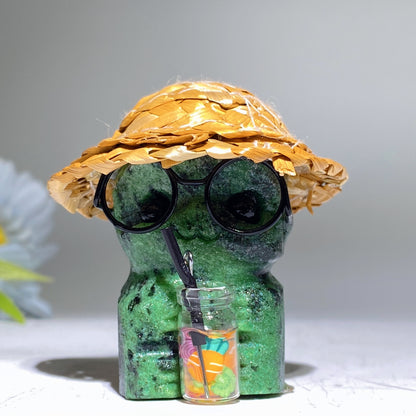 Raw Crystal Child Carving with Straw Hat Crystal Healing Bulk Wholesale