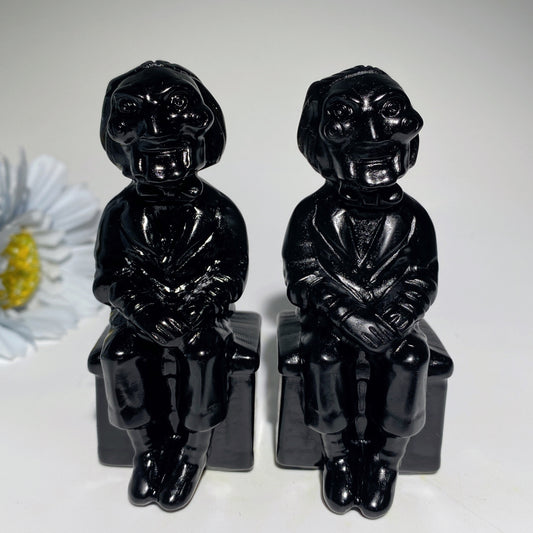 3.2" Black Obsidian Billy the Puppet Carvings Bulk Wholesale